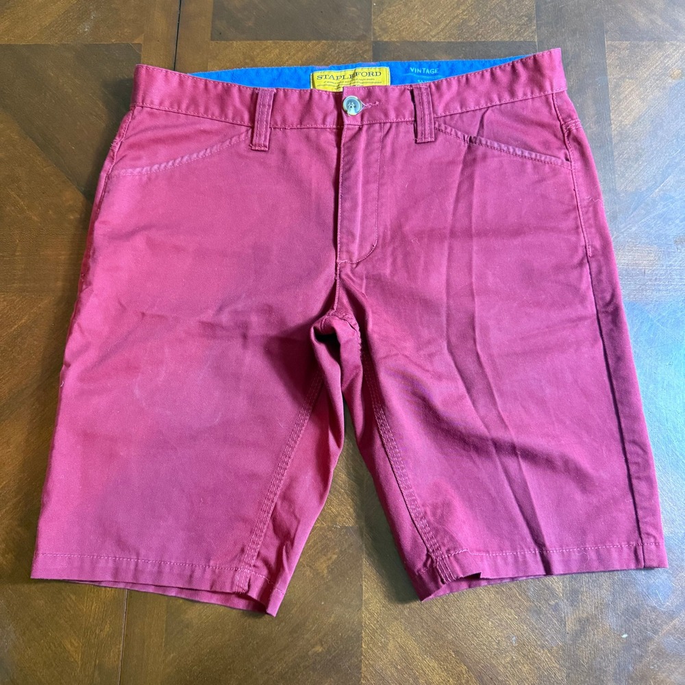 Stapleford Vintage Slim Fit Chino Shorts Burgundy Size‎ 32 Workwear